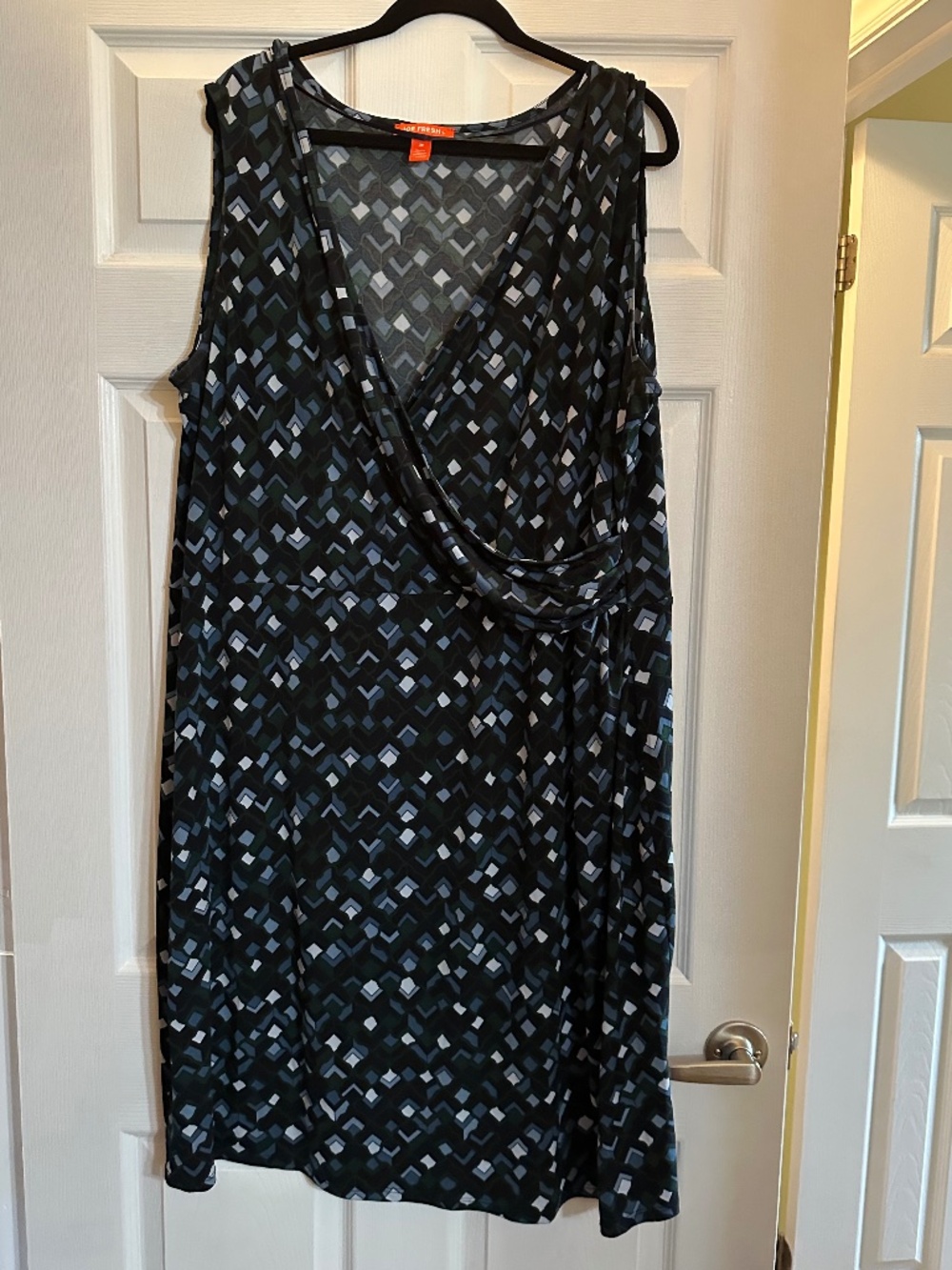 Joe Fresh 3X Black Geometric Print Sleeveless Cowl Neck Dress
